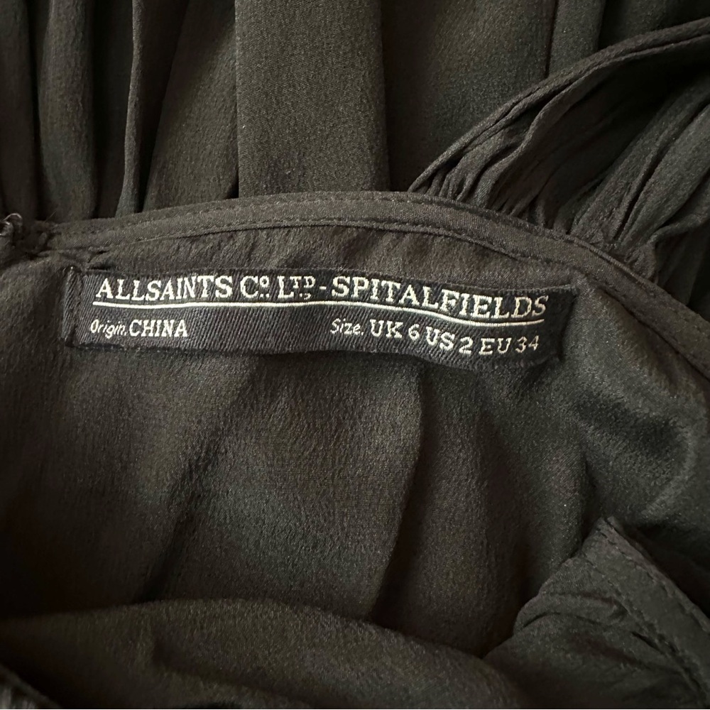 3/$22🩶 All Saints Black Silk Blend Dress Pirouette Ruched Short Size US 2 XS - Picture 6 of 9